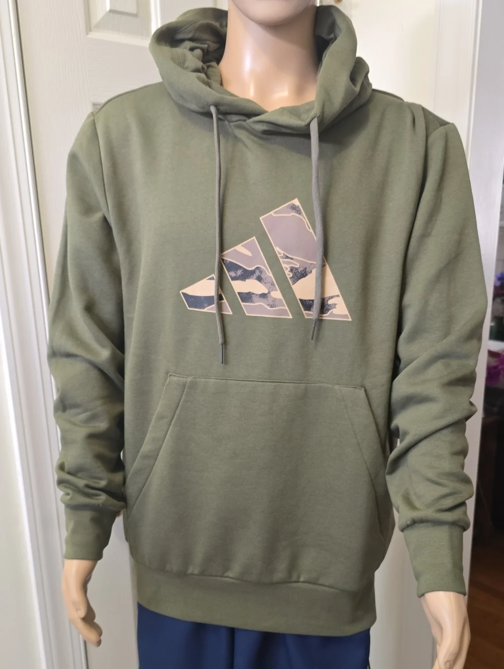 ADIDAS SIGNATURE BRAND MEN'S GREEN & CAMO PULLOVER HOODIE SWEATSHIRT SIZE LARGE